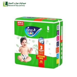 فاين بيبي حفاضات للأطفال مقاس (3) 4-9 كجم 26 حفاضة