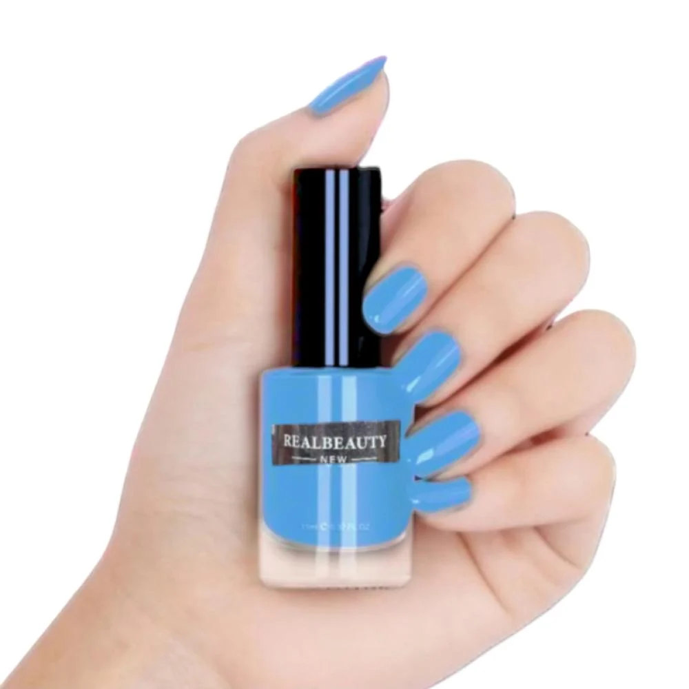 ريل بيوتي طلاء اظافر مناكير ازرق