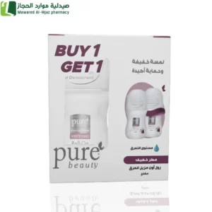 بيور بيوتي عرض مزيل عرق بيور بيوتي مزيل عرق رول اون عطر خفيف مفتح ومقاوم للتعرق 60 مل - حبتين تفتيح تحت الابط العناية بالبشرة اخفاء رائحة العرق العناية اليومية عناية مزدوجة للتفتيح والترطيب