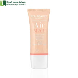 ريل بيوتي اير مات كريم اساس ضد الماء - 5 عرض تغطية كاملة للبشرة بدون شوائب.