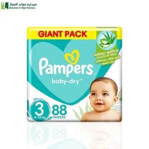 بامبرز بيبي دراي مع لوشن الصبار مقاس (3)(6-10 كجم) - 88 حفاض