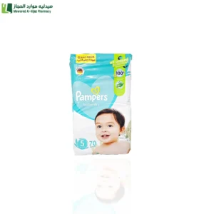 بامبرز بيبي دراي مع لوشن الصبار مقاس (5)(11-16 كجم) - 70 حفاض
