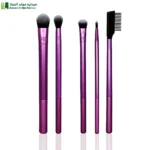 ريل بيوتي مجموعة فرشاة مكياج للعيون - 5 قطع فرش مكياج احترافية خفيف الوزن يمنحك تحكم مثالي وشعيرات ناعمة توفر تطبيق سلس