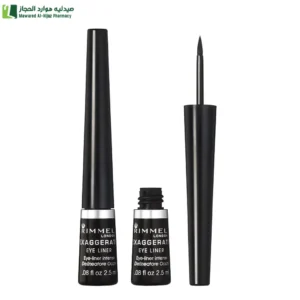 ريميل لندن ايلاينر محدد عيون سائل 001 اسود لون مكثف مقاومة للتلطخ والتقشر والتلطخ تدوم طويلاً لمدة تصل إلى 16 ساعة