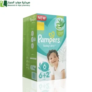 بامبرز بيبي دراي مع لوشن الصبار مقاس (6)(+13 كجم) - 8 حفاض (6+2)