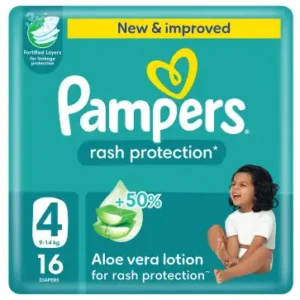 بامبرز حماية من التسلخات مع لوشن الصبار مقاس (4)(9-14 كجم) - 16 حفاض