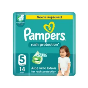 بامبرز حماية من التسلخات مع لوشن الصبار مقاس (5)(11-16 كجم) - 14 حفاض