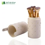 ريل بيوتي مجموعة فرشاة مكياج 12 قطعة بعلبه جلد ابيض ناعمة عالية الجودة.سهلة المسج والنقل.